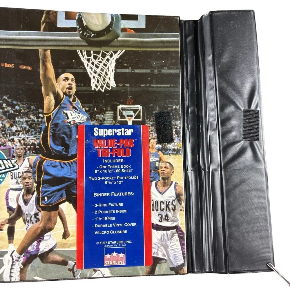 Grant Hill Starline 1998 Detroit Pistons‎ Binder Notebook 2 Folders NBA Vintage